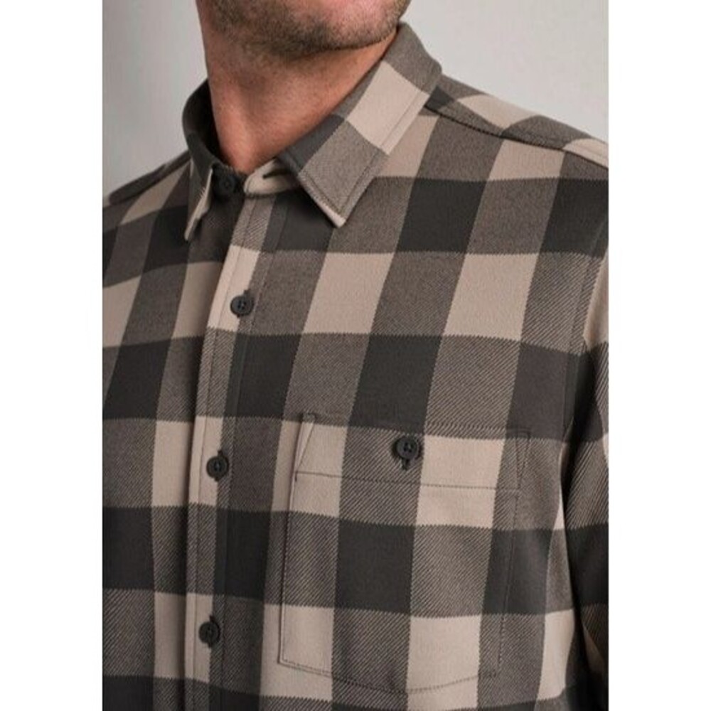 NWT Rhone Hardy Flannel Shirt Foggy Taupe & Iron Buffalo Check Men's Size 2XL - Picture 5 of 12